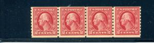 413 Washington Mint Coil Line Strip of 4 Stamps NH with PF Cert (413-lp1) 