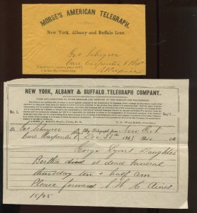 Morse's American Telegraph NY, Albany & Buffalo  Line Cover & Telegram LV6803