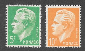 Monaco Scott 258-59 MNHOG - 1951 Prince Rainier III H/Vs of Set - SCV $32.00