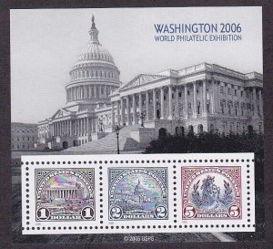 US 4075 $1,$2,$5, MNH Washington 2006 World Philatelic Expo Souvenir Sheet