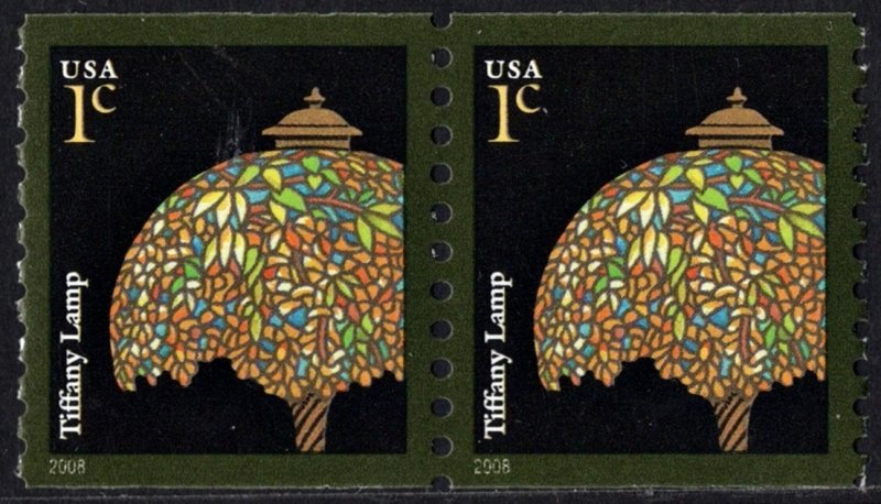 SC#3758A 1¢ Tiffany Lamp Coil Pair (2008) MNH