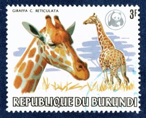 [sto676] BURUNDI 1983 Scott#590a used 3FR GIRAFFE ANIMAL WWF