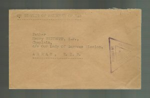 1941 Purandhar India POW Jewish Internment Camp Cover to Missionary Arrah