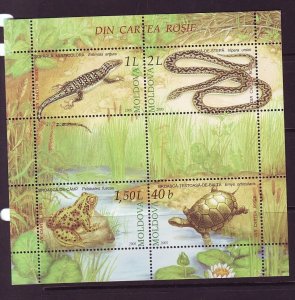 MOLDOVA Sc 501-5 NH MINISHEETS + SOUVENIR SHEET of 2005 - REPTILES