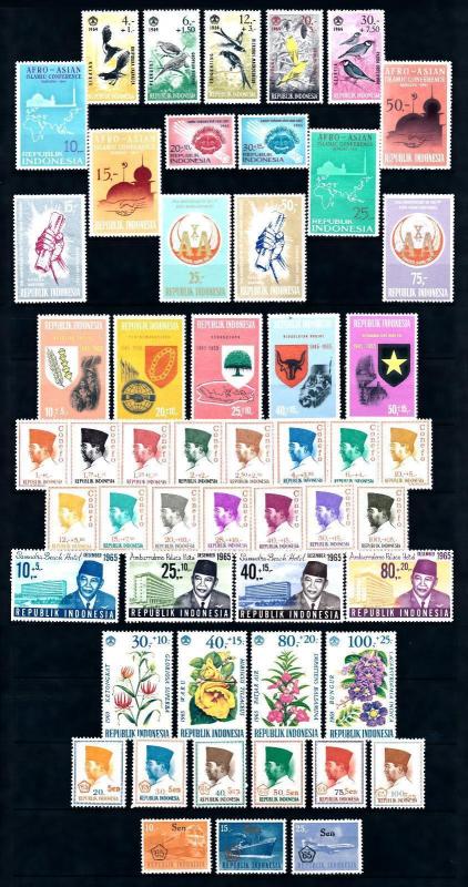 Indonesia Indonesien 1965 Complete Annee Year Set komplette Jahrgänge  MNH