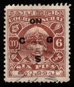 INDIA-COCHIN SGO48 1938 6p RED-BROWN USED