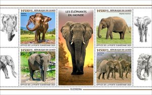 GUINEA - 2023 - Elephants of the World - Perf 4v Sheet - Mint Never Hinged