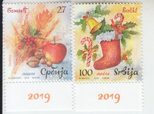 2019 Serbia Christmas (2) (Scott 877-78) MNH