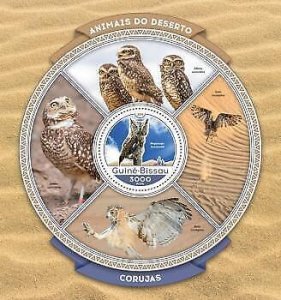 2016 Guinea-Bissau Mnh. Owls. Y&T Code: 1235  |  Michel Code: 8822 / Bl.1525