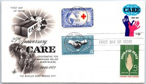 U.S. FIRST DAY COVER 25th ANNIVERSARY OF CARE (AMERICAN RELIEF) COMBINATION 1971