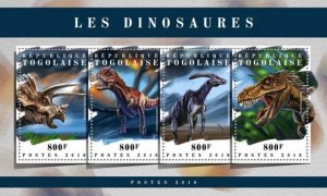 Togo - 2018 Dinosaurs on Stamps - 4 Stamp Sheet - TG18102a