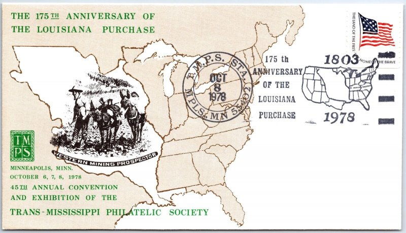 Stamp: Map of Louisiana Purchase (1803) (United States of America