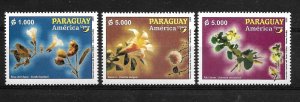 PARAGUAY 2003 FLORA FLOWERS AMERICA UPAEP ISSUE SET OF 3 MINT NH MICHEL 4921/23