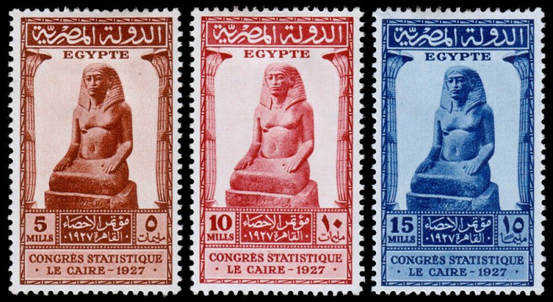 Egypt Scott 150-152 (1927) Mint H VF Complete Set, CV $6.75 C