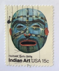 USA 1980 Scott 1834 used - 15c, Folk Art, Indian Art, Heiltsuk, Bella Belaa