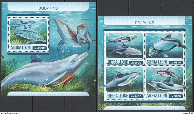2017 Sierra Leone Dolphins Marine Life Fauna #8545-8+Bl1238 ** Fd0177
