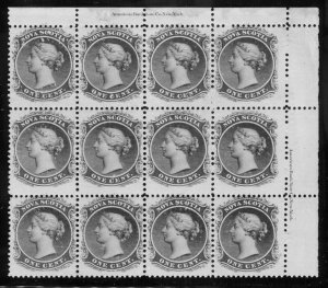 NOVA SCOTIA 8  BLOCK OF 12 MH UGLY BACK(SEE BOTH SCANS) BIN $300.00