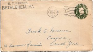 United States Pennsylvania Bethlehem 1914 machine  1c Franklin Oval Die Envel...