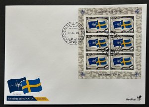 Lithuania 2024 Baltic - NATO sea Sweden joins NATO Flags BeePost sheetlet FDC