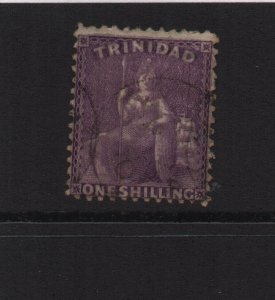 Trinidad 1872 SG73 One Shilling 12.5 perf, CC watermark, used