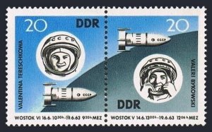 Germany-GDR 655-656a,MNH.Mi 970-971. Valentina Tereshkova,Valeri Bykovski,1963.