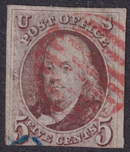 #1 Used, F-VF, 3 large margins, red grid cancel (CV $425 - ID40612) - Joseph ...