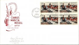 FDC 1964 SC #1243 Farnam Cachet - Great Falls MT - Block Of 4 - J5970