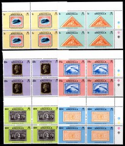 Anguilla 1979 Sc#349/354 STAMPS ON STAMPS/ROWLAND HILL Block of 4 MNH