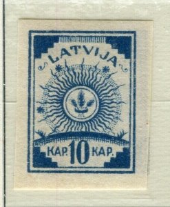 LATVIA; 1919 early classic Imperf local issue fine Mint hinged 10k. value
