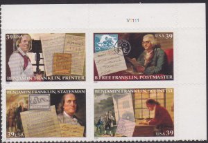 4024a Benjamin Franklin Plate Block MNH