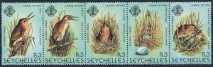 Seychelles 483 ae strip, MNH. Michel 498-502. Birds 1982. Chinese bittern.