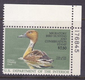 US RW53 MNH 1986 $7.50 Fulvous Whistling Duck Hunting Stamp PNS #176845 LR