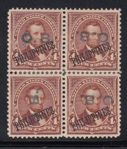 US Philippines #220 Block of 4 Mint OG Overprint O.B. PSE 90 Cert Rare!