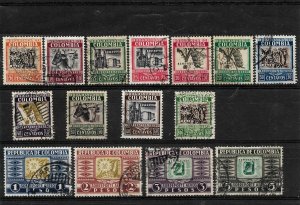 COLOMBIA 1932 -39  AIRMAIL SET LOCAL MOTIVES SCOTT C96 / C110 USED COMPLETE