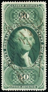 R101c, Used Superb $50 Revenue Perforated Stamp - Stuart Katz