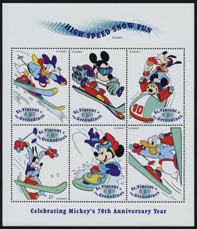 St Vincent 2660-5 MNH Disney, Winter Sports