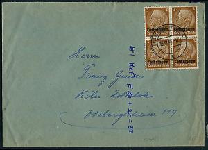 Germany Occupation of Lothringen 3pf block of 4 on MeF cover