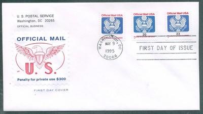 #O154-56 (1c, 20c & 23c) Eagle Official Mail Combo FDC Fa...
