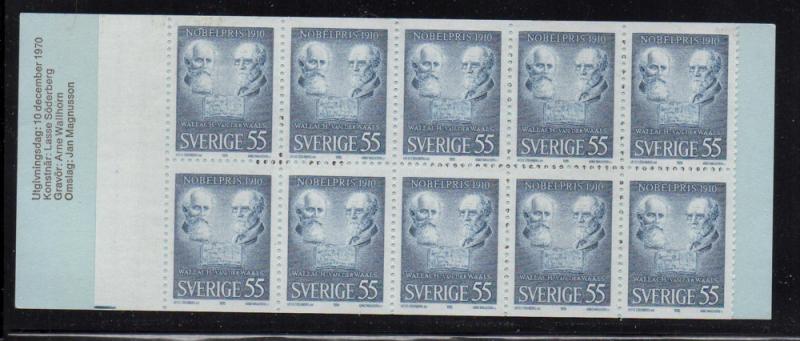 Sweden Sc 882a 1970 Nobel Prize stamp bklt of 10 mint NH