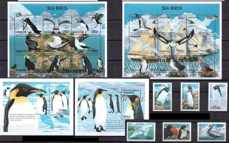 1999 Tanzania sea birds penguins set+2klb+2s/s MNH 154