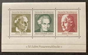 Germany 1969 #1007 S/S, Women's Suffrage, MNH.