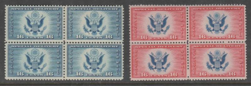 U.S. Scott #CE1-CE2 Airmail Special Delivery Stamp - Mint NH Blocks of 4