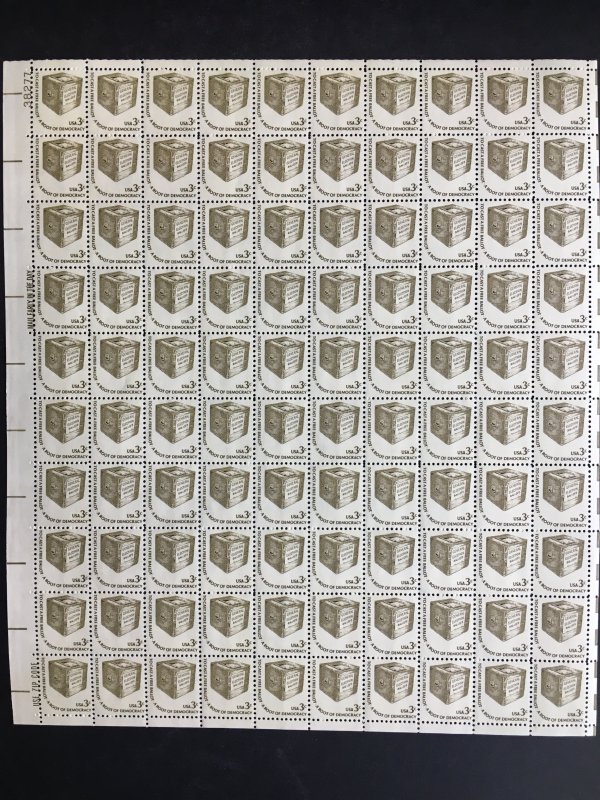 1977 sheet, 3-cent Americana Ballot Box Sc# 1584