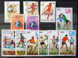 RWANDA  SOCCER World Cup FOOTBALL stamps  Lot of 12  MH