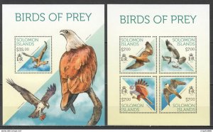 2013 Solomon Islands Birds Of Prey Fauna #2162-66 1+1 ** Ls137