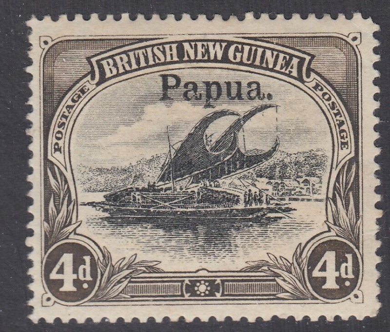 SG 25 Papua (British New Guinea) 1906. 4d black & sepia. Lightly mounted mint...