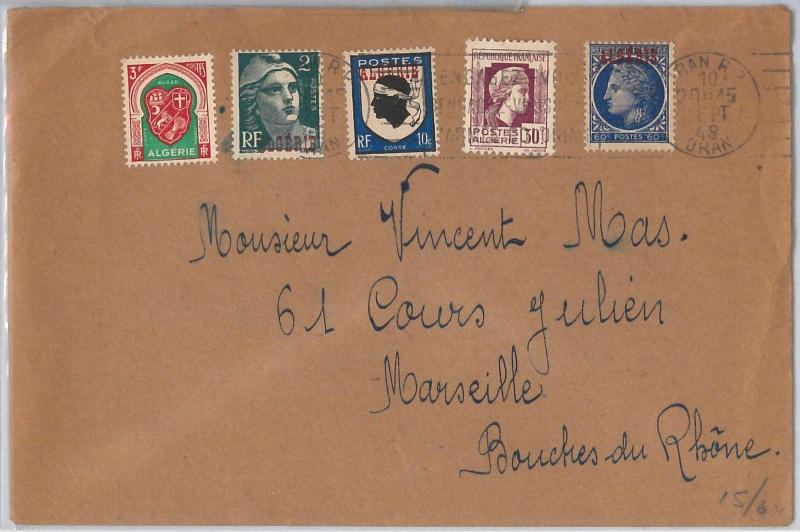 French colonies: ALGERIA -  POSTAL HISTORY - COVER to FRANCE 1948