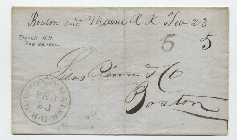 1850 Boston & Maine R.R. stampless folded letter [S.994] 