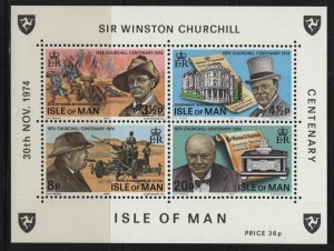 ISLE OF MAN, 51A, MNH, 1974, CHURCHILL, SOUVENIR SHEET