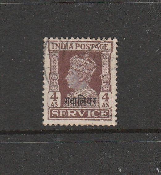 India Gwalior official 1940/2 4As Used SG O88